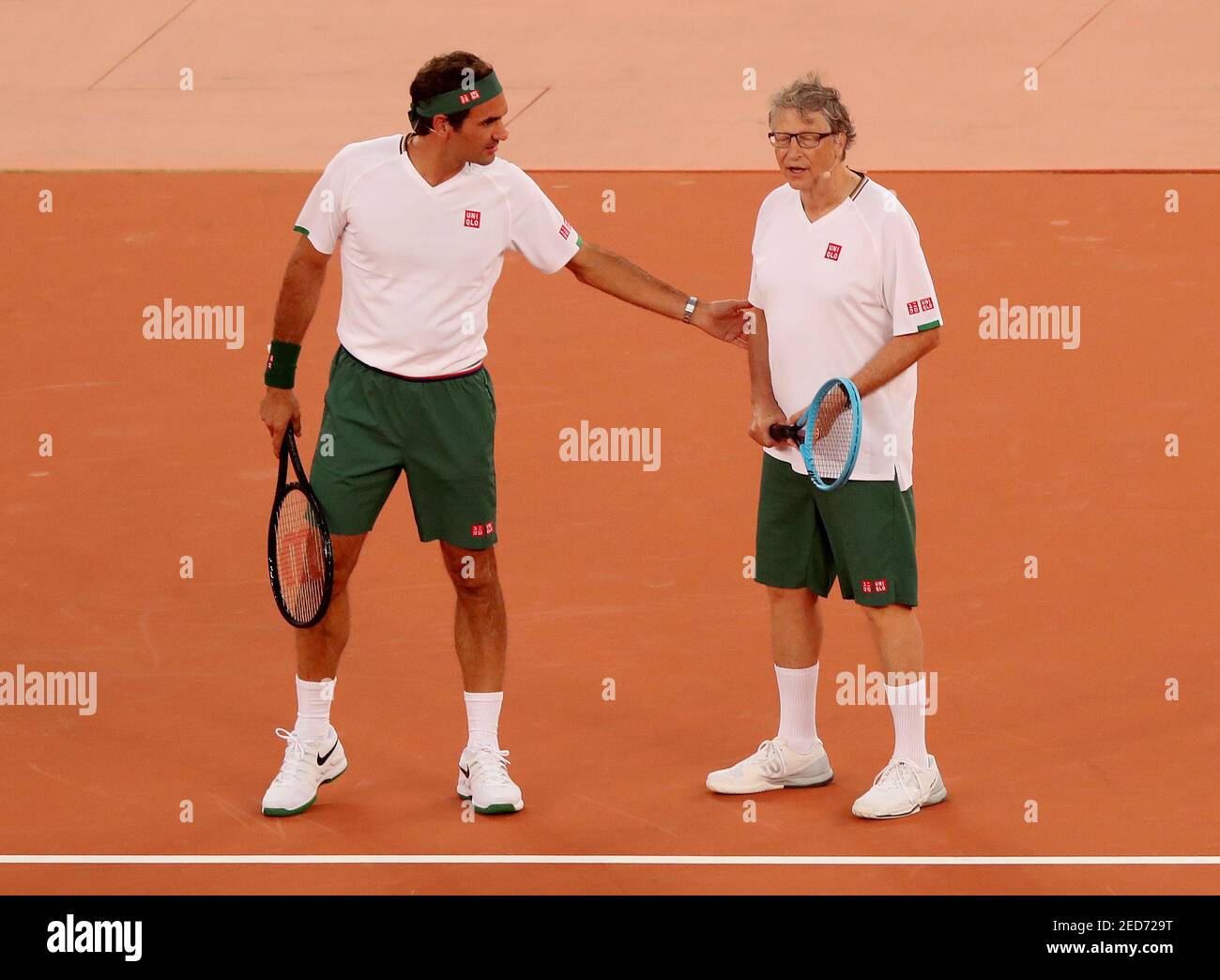 Tennis - "The Match In Africa" Exhibition Match - Cape Town Stadium, Cape  Town, South Africa - February 7, 2020 Switzerland's Roger Federer and Bill  Gates during the doubles match against Spain's