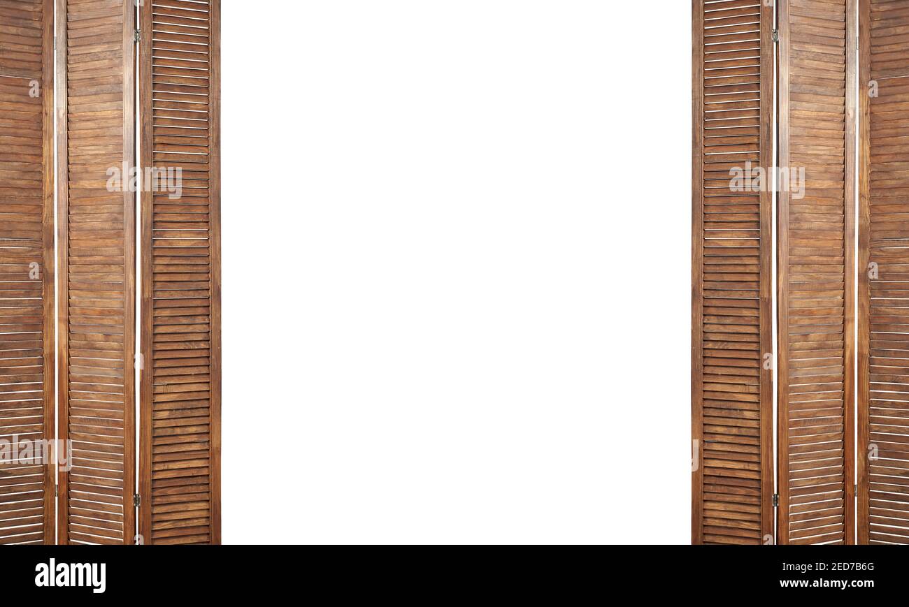 Template with folding wooden sashes in rustic style Stock Photo