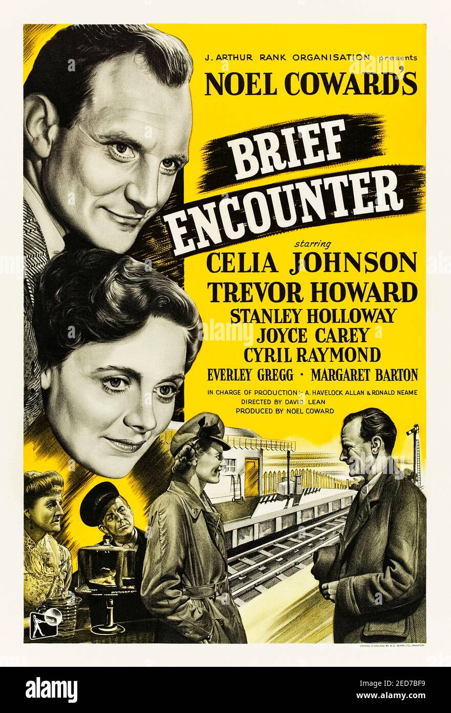 Brief Encounter (1945) directed by David Lean and starring Celia Johnson, Trevor Howard and Stanley Holloway. Adaptation of Noël Coward's play about a woman tempted to cheat on her husband after a chance encounter at a train station. Stock Photo