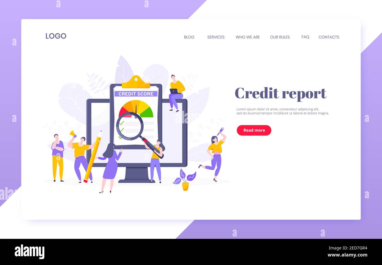 Credit score report with arrow gauge speedometer indicator with color