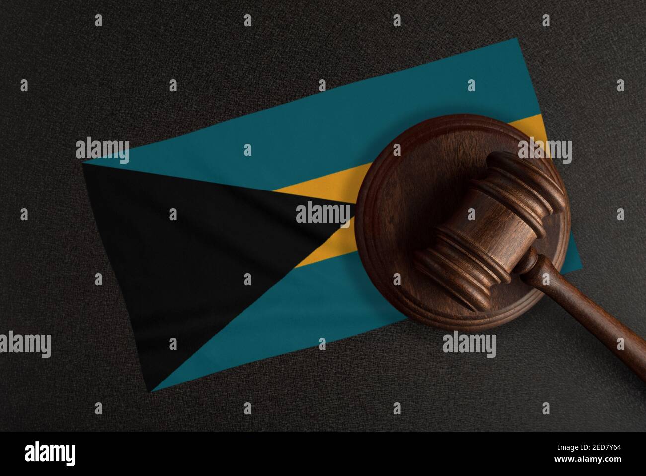 Judges hammer and the flag of Bahamas. Law and Justice. Constitutional