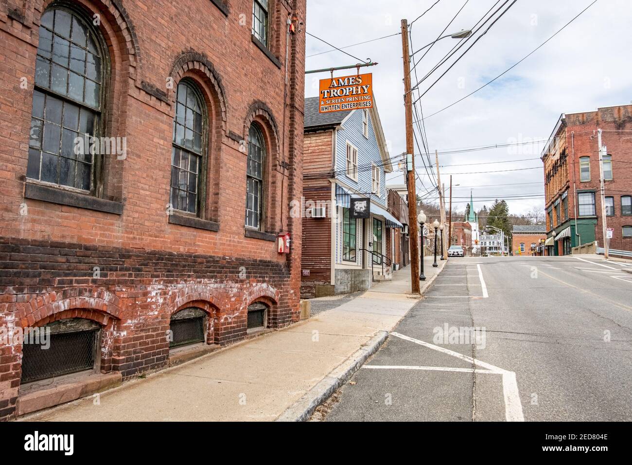Stores in the rural Franklin County town of Orange, Massachusetts Stock Photo
