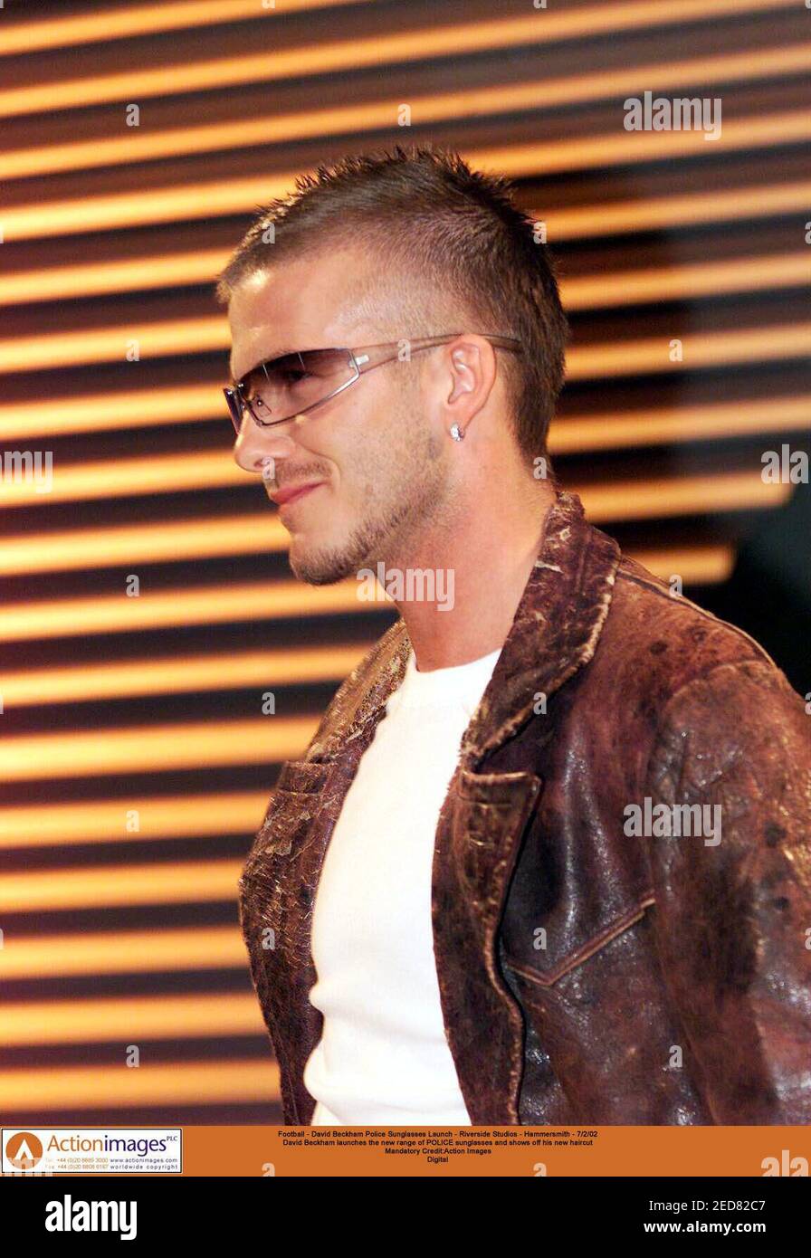 Football - David Beckham Police Sunglasses Launch - Riverside Studios -  Hammersmith - 7/2/02 David Beckham launches the