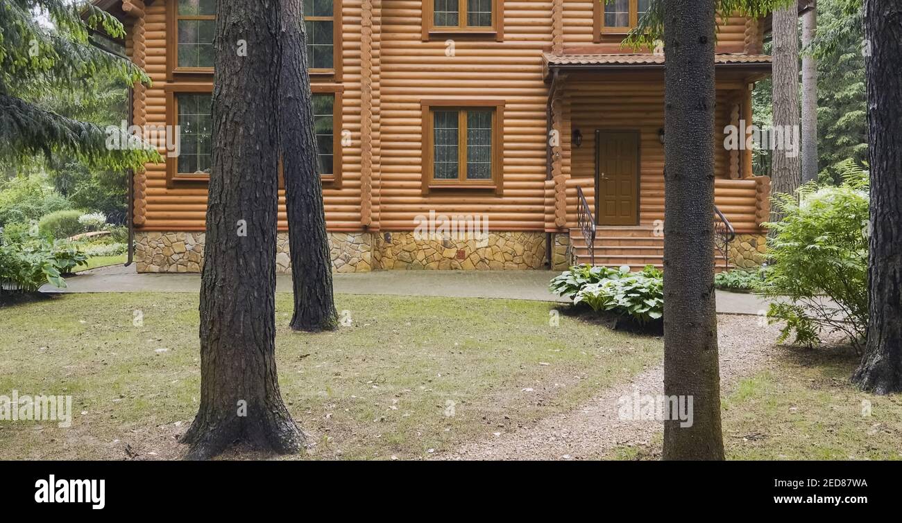 Constructed from a wooden log house, wooden house Stock Photo - Alamy