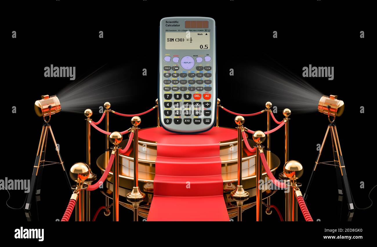 Podium with scientific calculator, 3D rendering isolated on white ...
