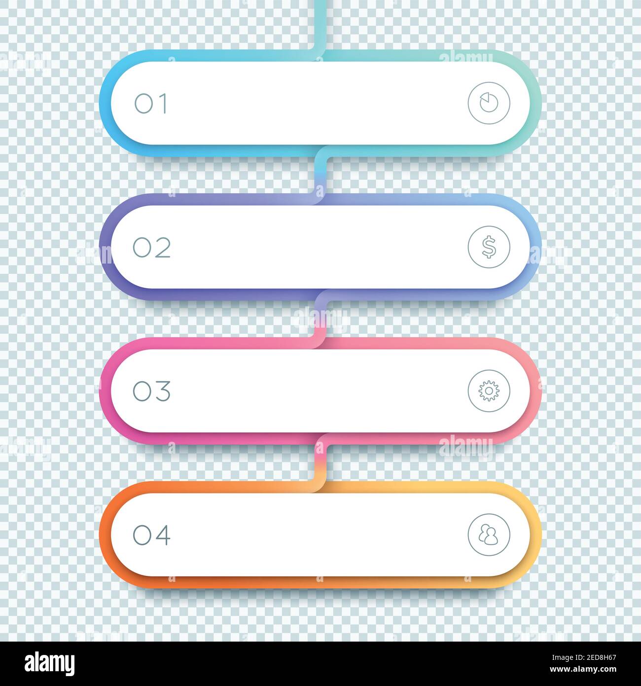 Vector 4 Step Gradient 3d Shapes List Infographic Stock Vector