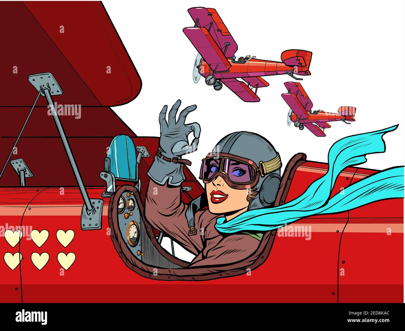 Cartoon retro pilot woman hi-res stock photography and images - Alamy