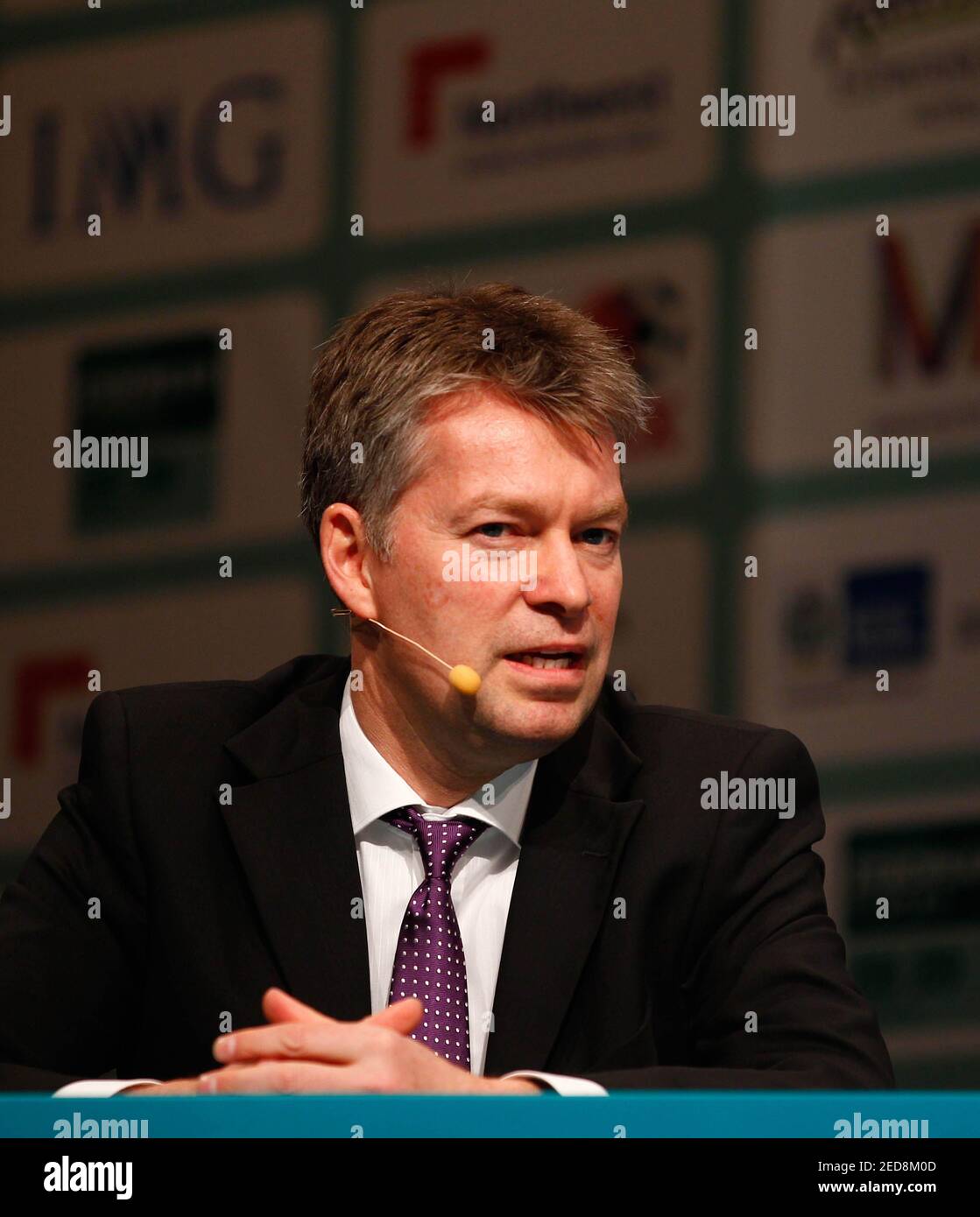 Football - Soccerex 2012 - Manchester - 28/3/12  DFB Marketing Director Denni Strich speaks during the UEFA Centralisation of Media Rights conference  Mandatory Credit: Action Images / Jason Cairnduff  Livepic Stock Photo