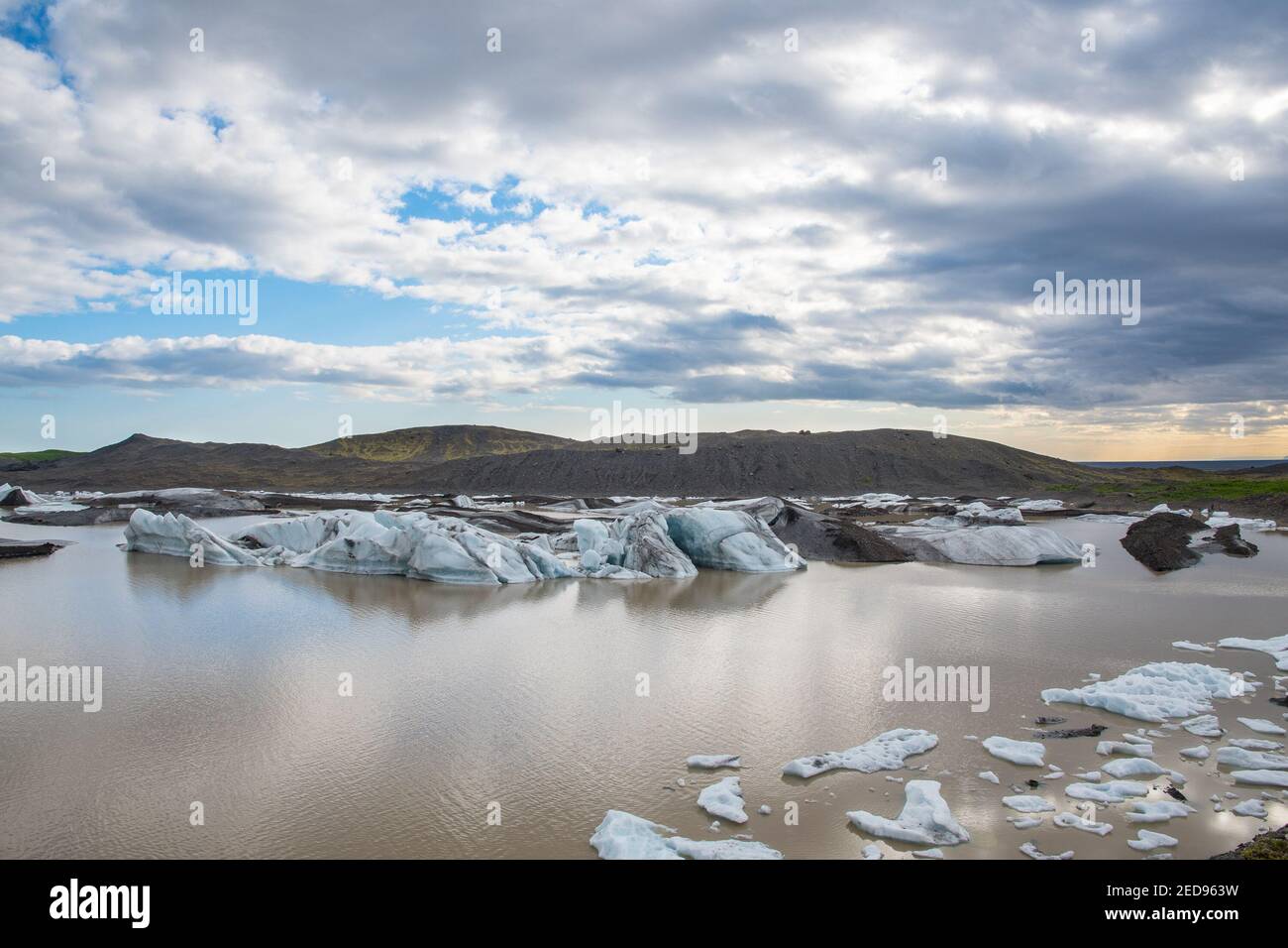 Svinafellsjokull Glacier Lagoon in South Icelandic landscape Stock Photo