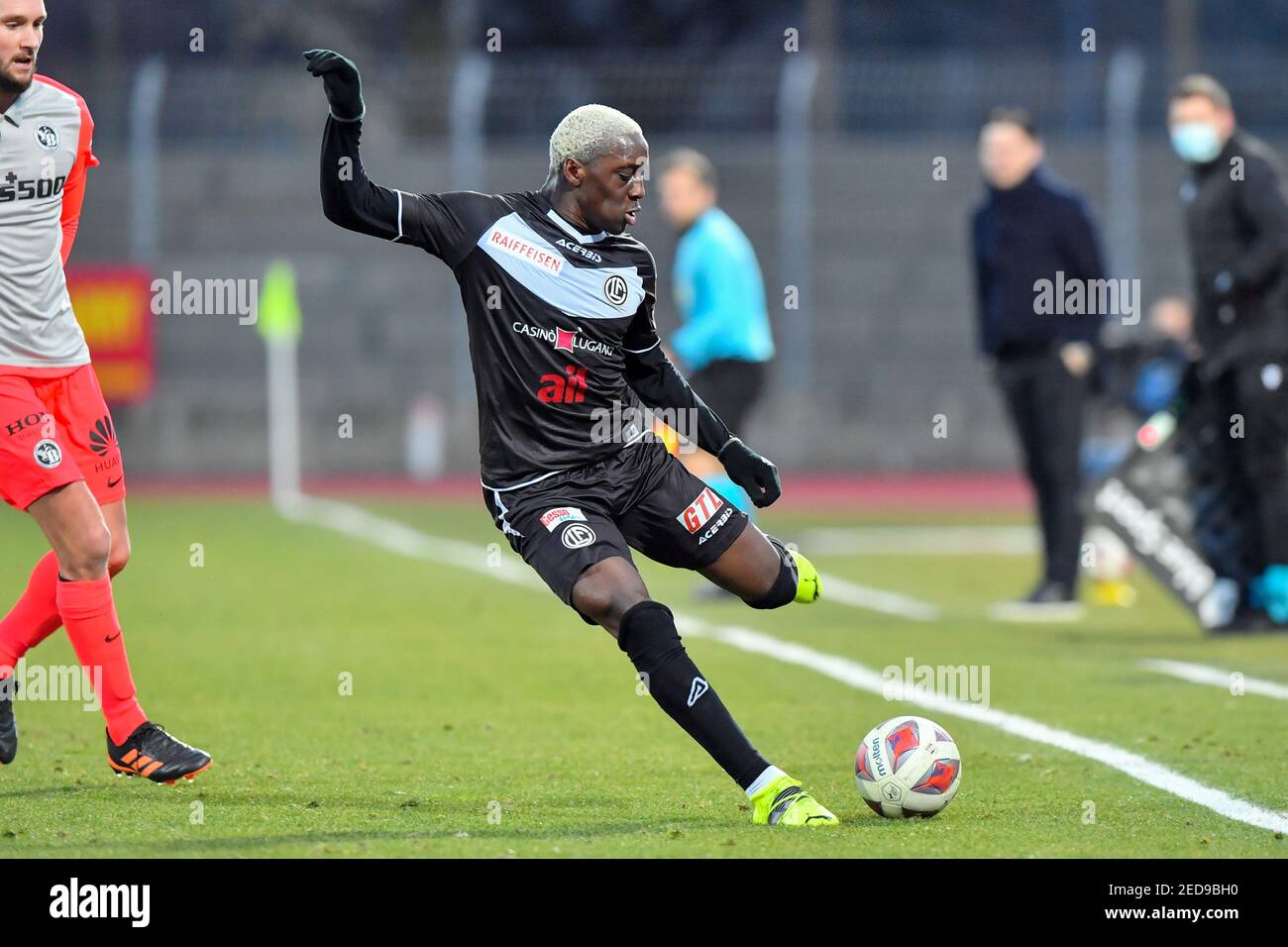 Lugano, Switzerland. 14th Feb, 2021. #8 Christopher Lungoyi (Lugano) during  the Swiss Super League match between FC Lugano and BSC Young Boys at  Cornaredo Stadium in Lugano, Switzerland Credit: SPP Sport Press