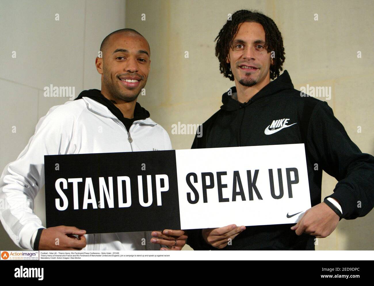 Football - Nike UK - Thierry Henry & Rio Ferdinand Press Conference - Soho  Hotel - 27/1/05 Thierry Henry of Arsenal and France and Rio Ferdinand of  Manchester United and England, join