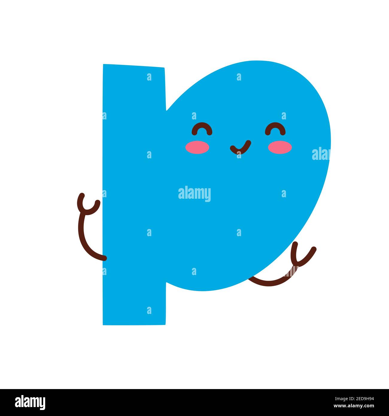 Letter P Funny Character With Cute Face Design For Kids Room Poster Nursery Typography Stock Vector Image Art Alamy