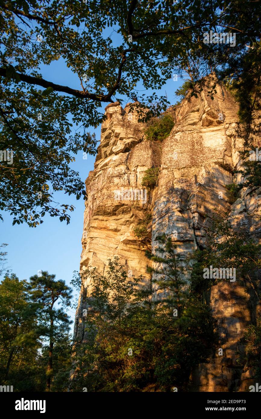Closeup view of Big Pinnacle, Pilot Mountain State Park, North Carolina ...