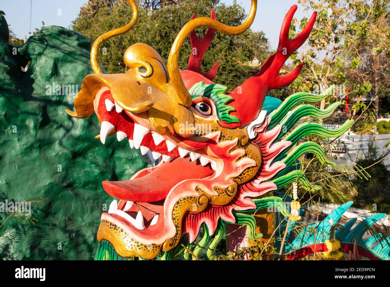 The Golden Dragon show on parade in Chinese New Year Festival Stock