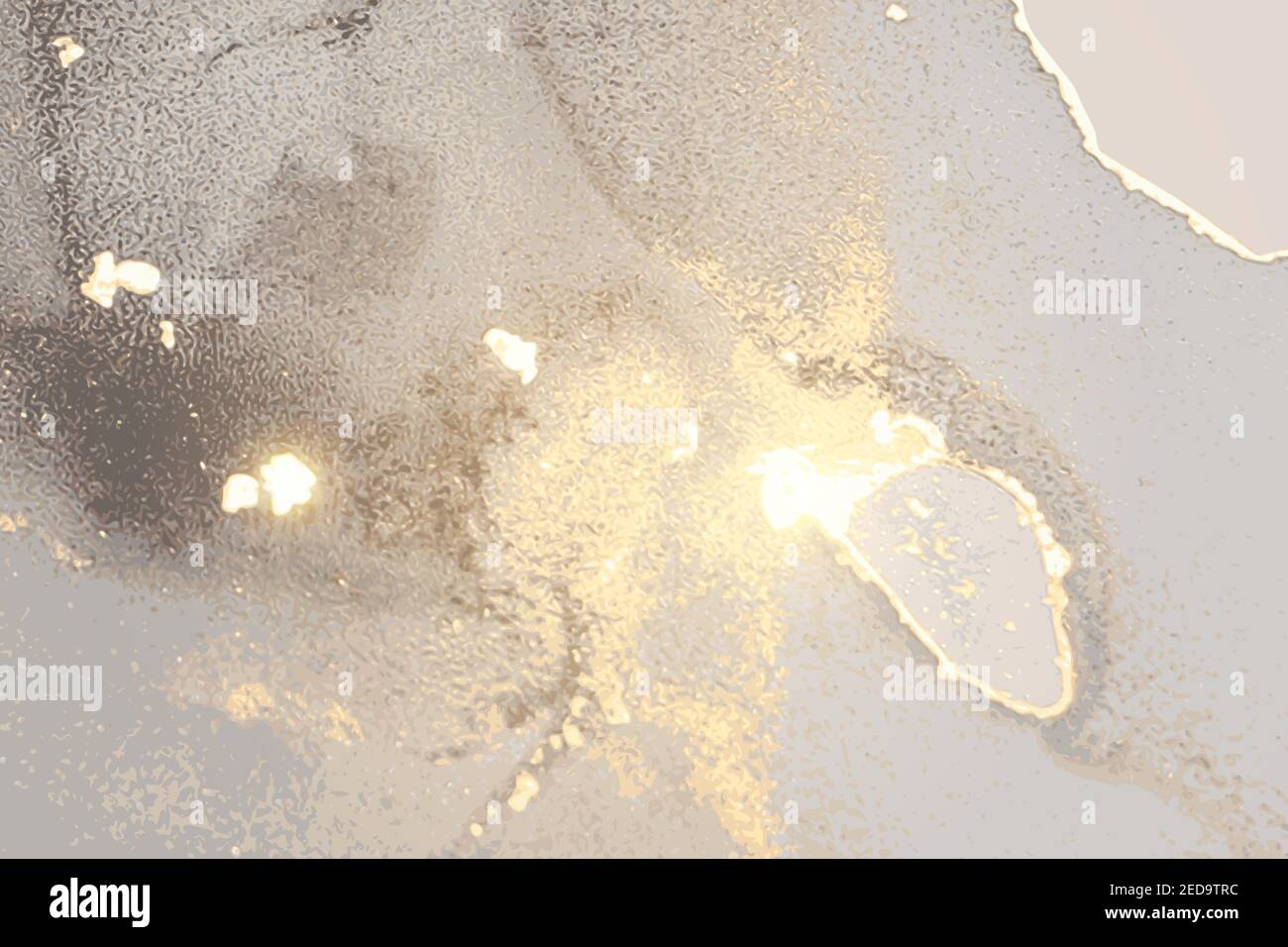 Light grey and gold stone marble texture. Alcohol ink technique abstract vector background
