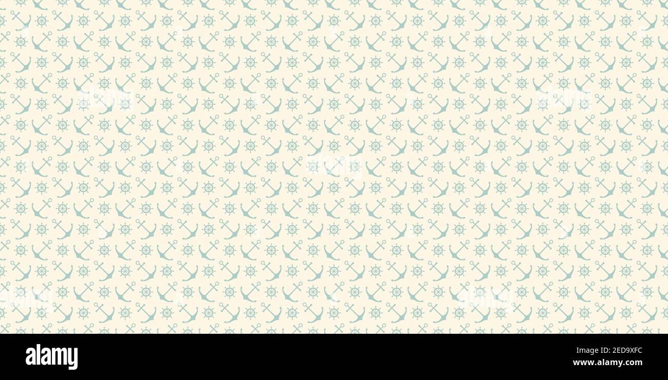 Nautical seamless pattern with ship wheels and anchors. Vector ...