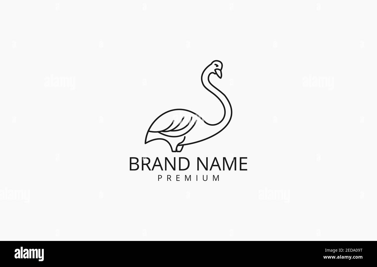 Vector of Swan Goose Line Art Logo Template suitable for nature, farm bird product and service Stock Vector
