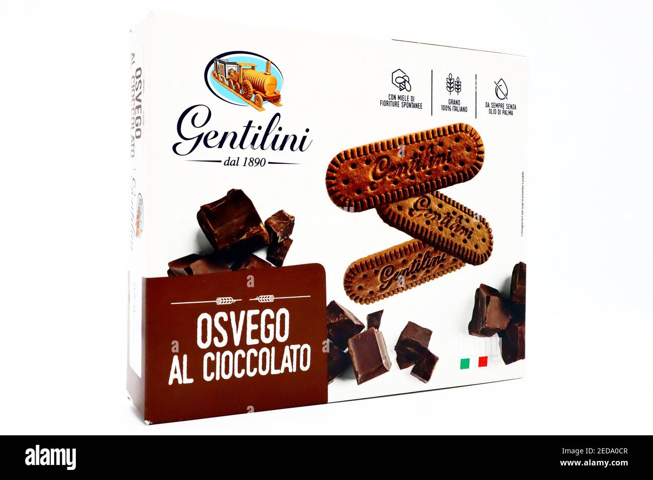 Osvego Chocolate Cookies produced in Italy by Gentilini Stock Photo