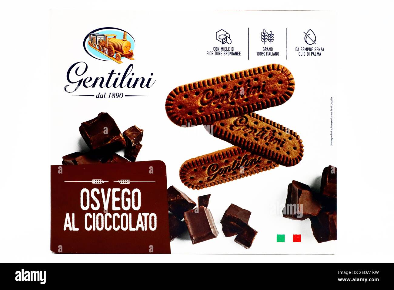 Osvego Chocolate Cookies produced in Italy by Gentilini Stock Photo
