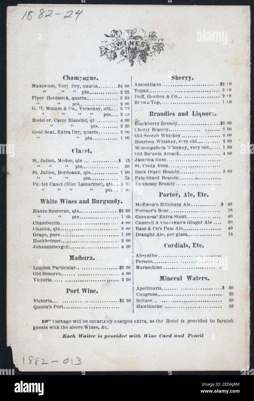 DINNER (held by) EXCHANGE HOTEL AND BALLARD HOUSE (at) ''RICHMOND, VA