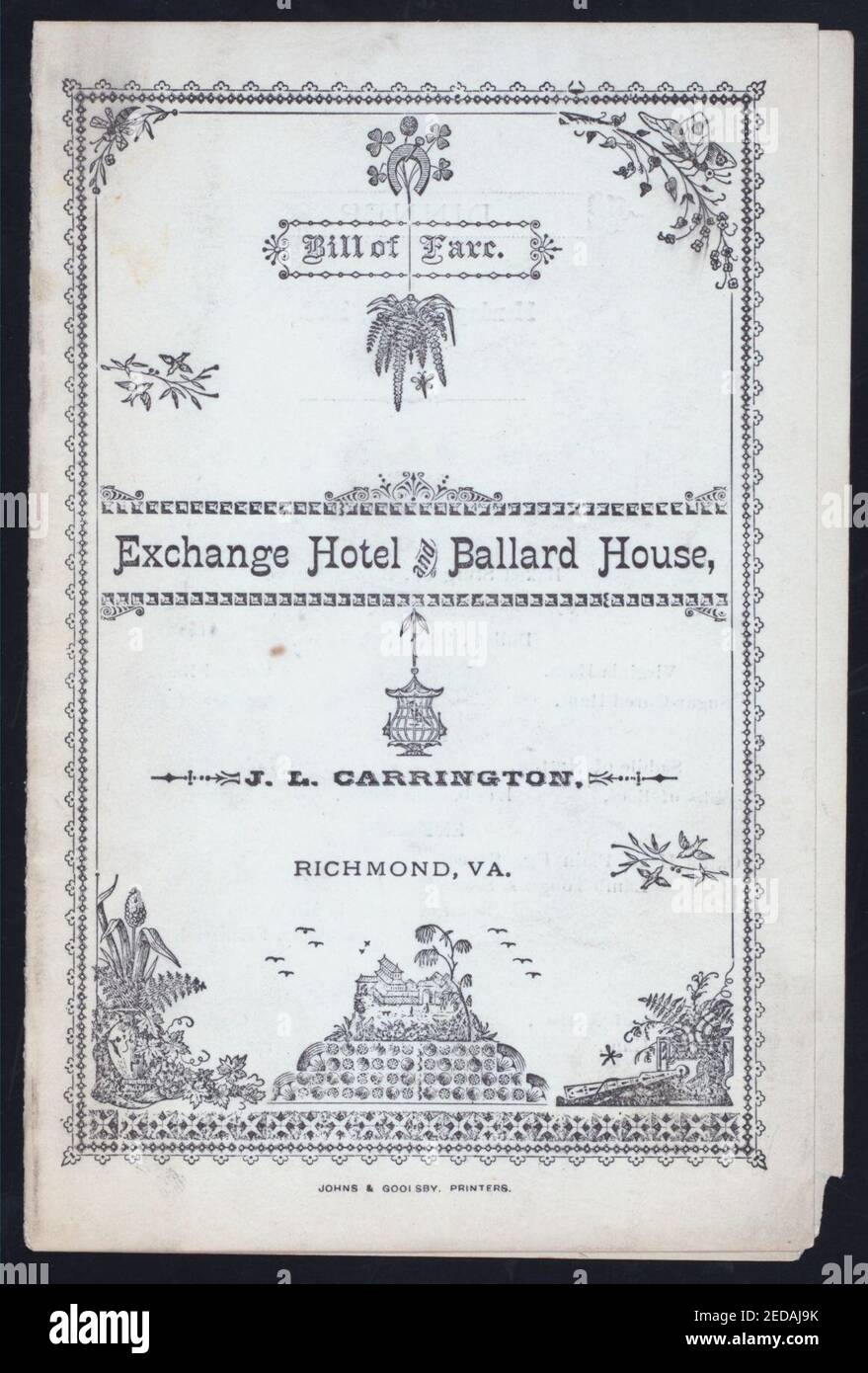 DINNER (held by) EXCHANGE HOTEL AND BALLARD HOUSE (at) ''RICHMOND, VA