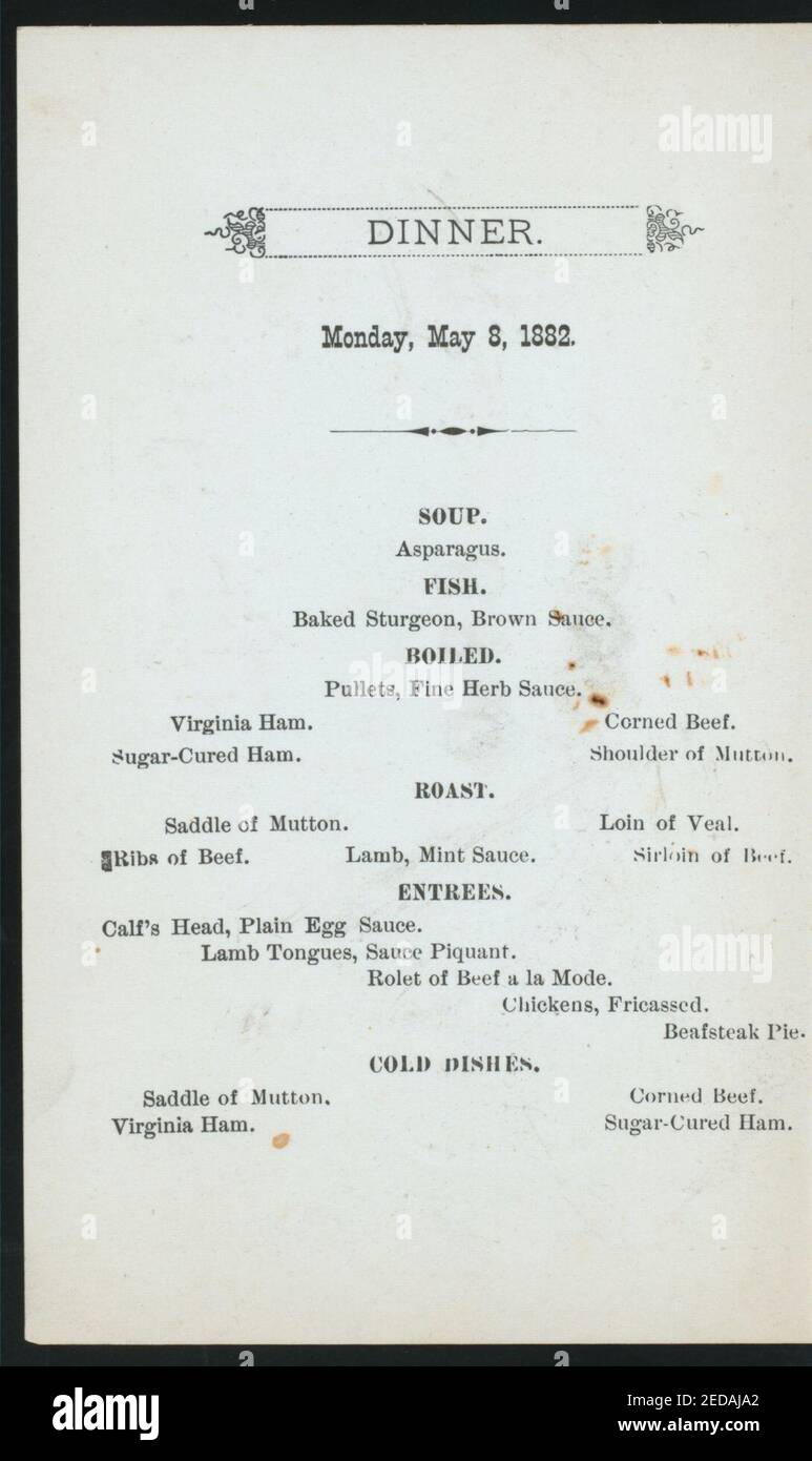 DINNER (held by) EXCHANGE HOTEL AND BALLARD HOUSE (at) ''RICHMOND, VA