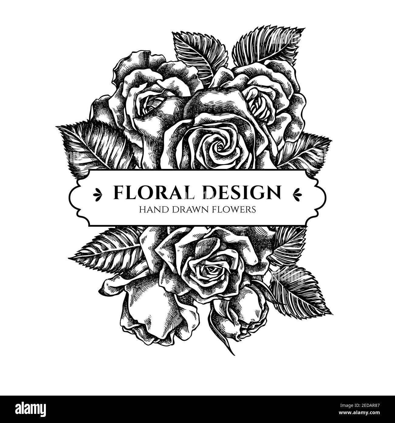 Floral bouquet design with black and white roses Stock Vector Image ...