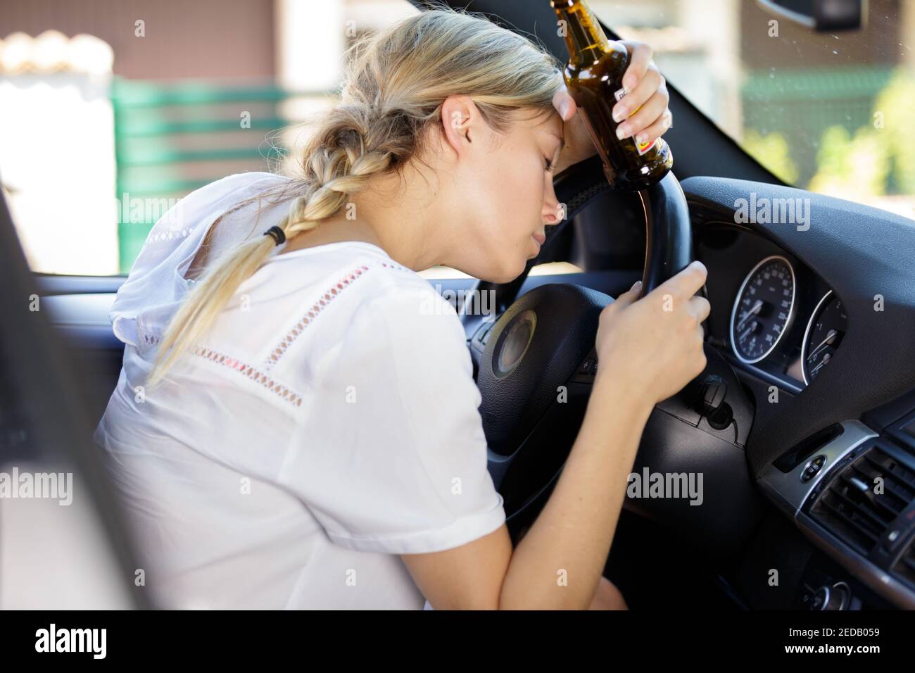 driving under the influence sleeping drunk woman Stock Photo - Alamy