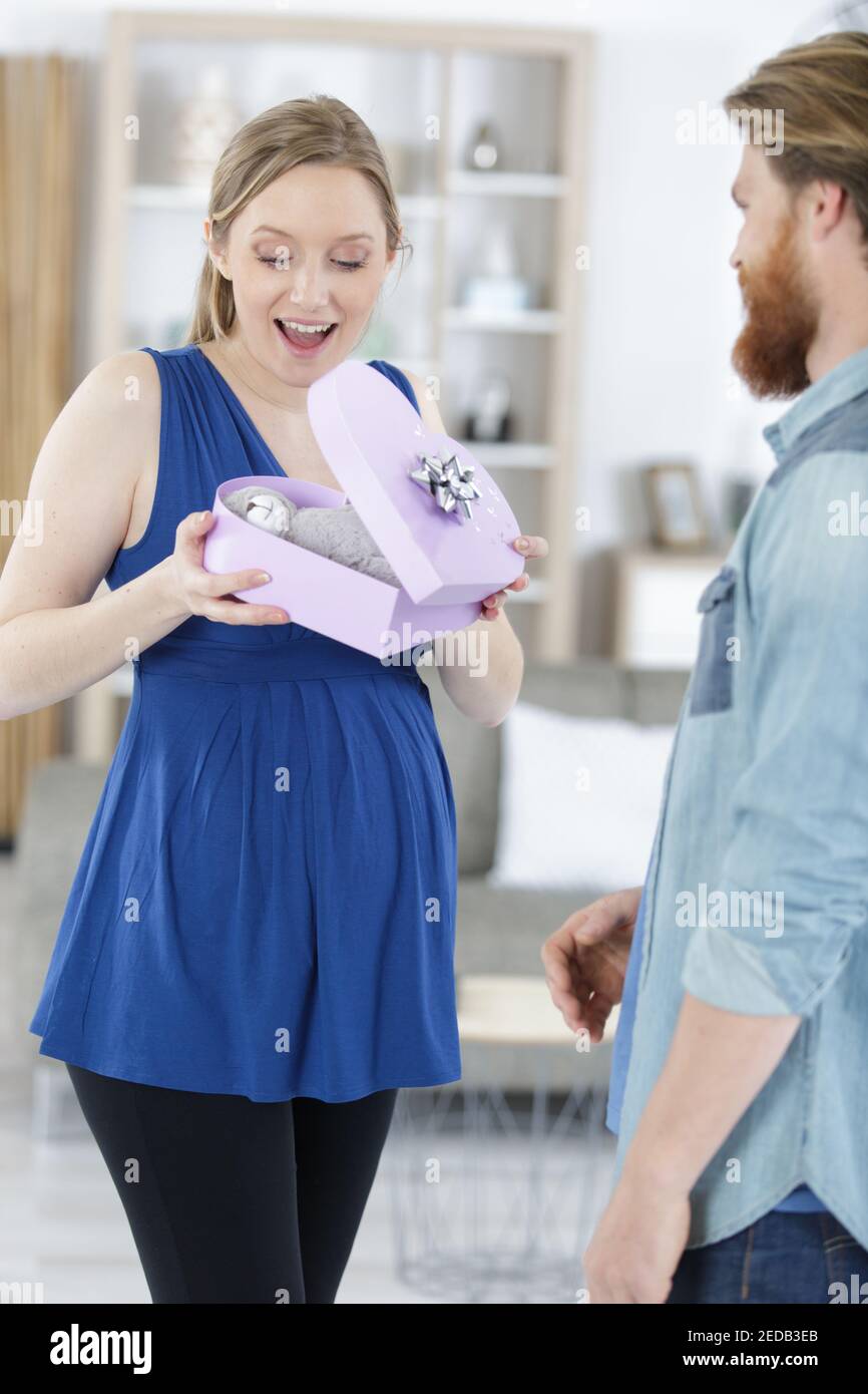 gifts for his pregnant girlfriend Stock Photo Alamy