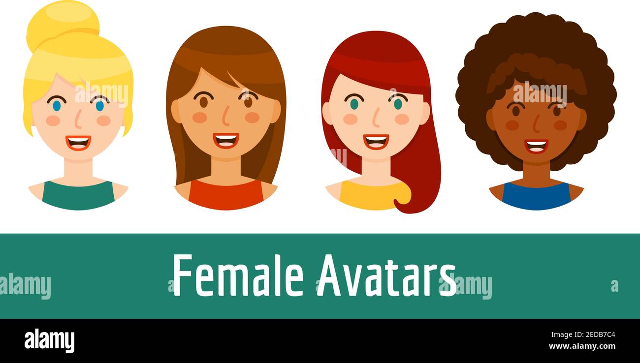 Diverse women avatars set isolated on white background Stock Vector