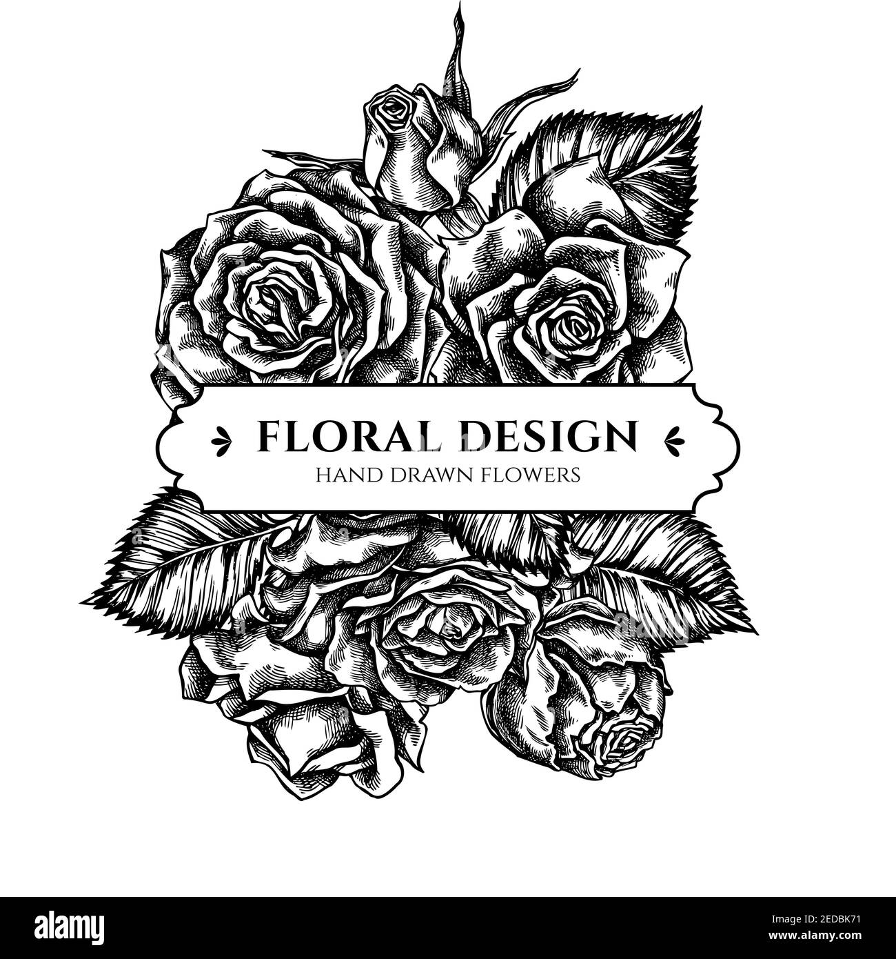 Floral bouquet design with black and white roses Stock Vector Image ...