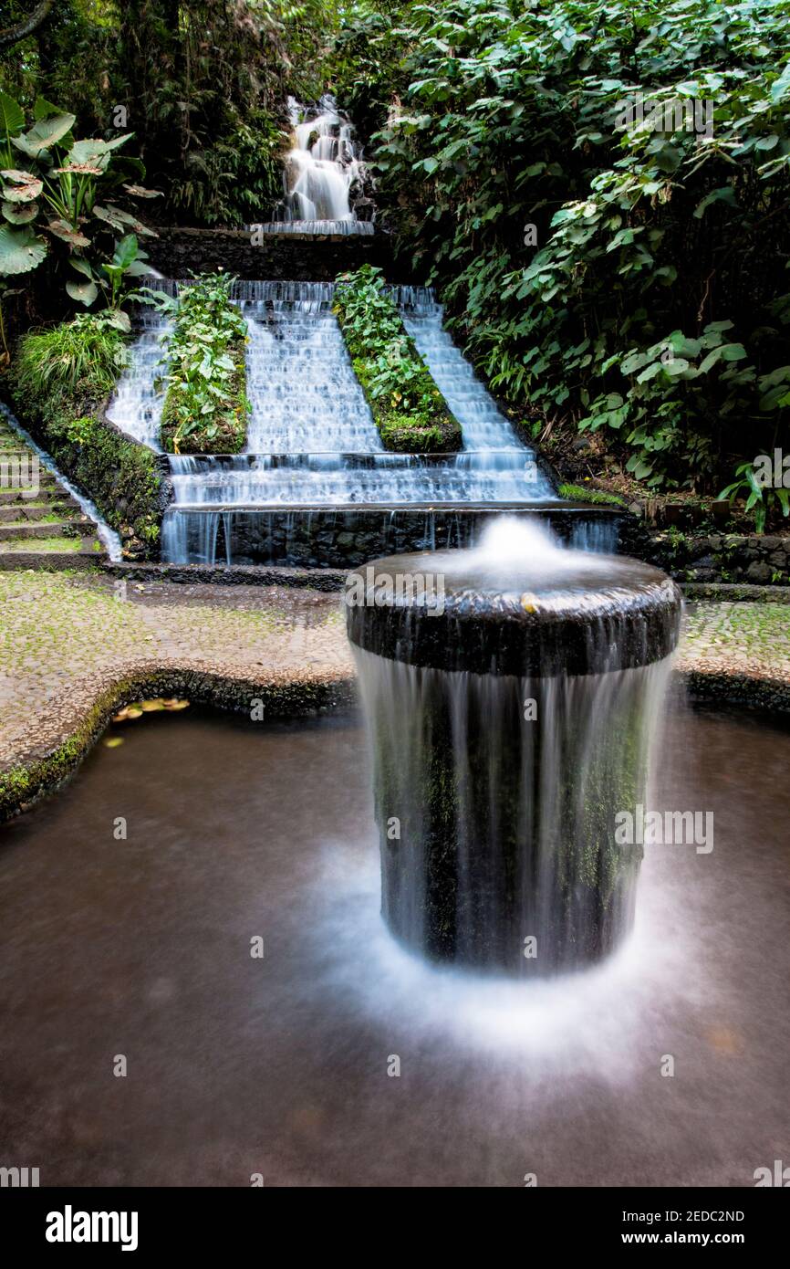 Waterfalls and fountain in the National Park in Uruapan, Michoacan, Mexico. Stock Photo