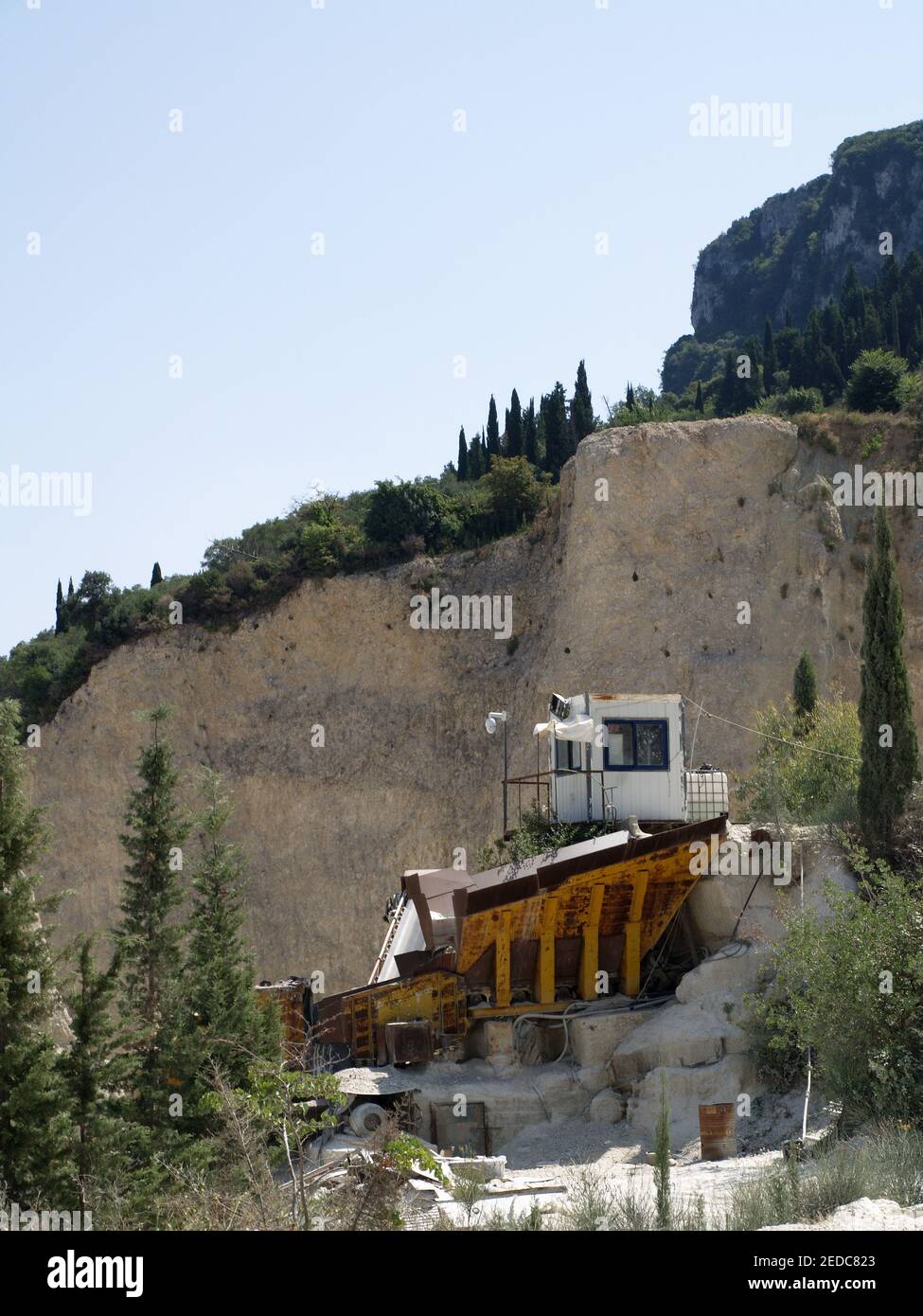 Conveyor belt at quarry at Troumpeta, Corfu, Greece Stock Photo Alamy