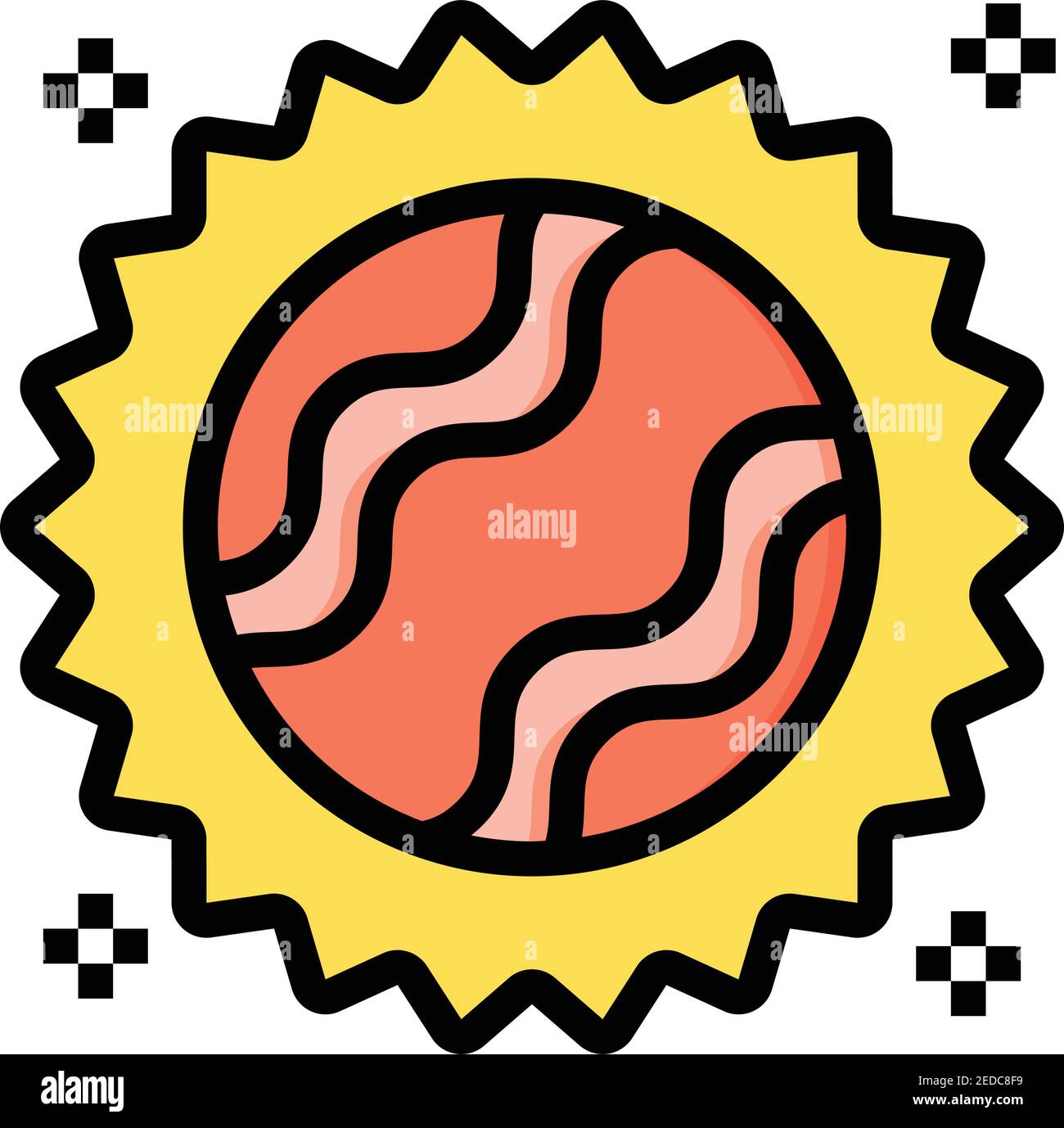 sun-hot-huge-distend-pervade Stock Vector