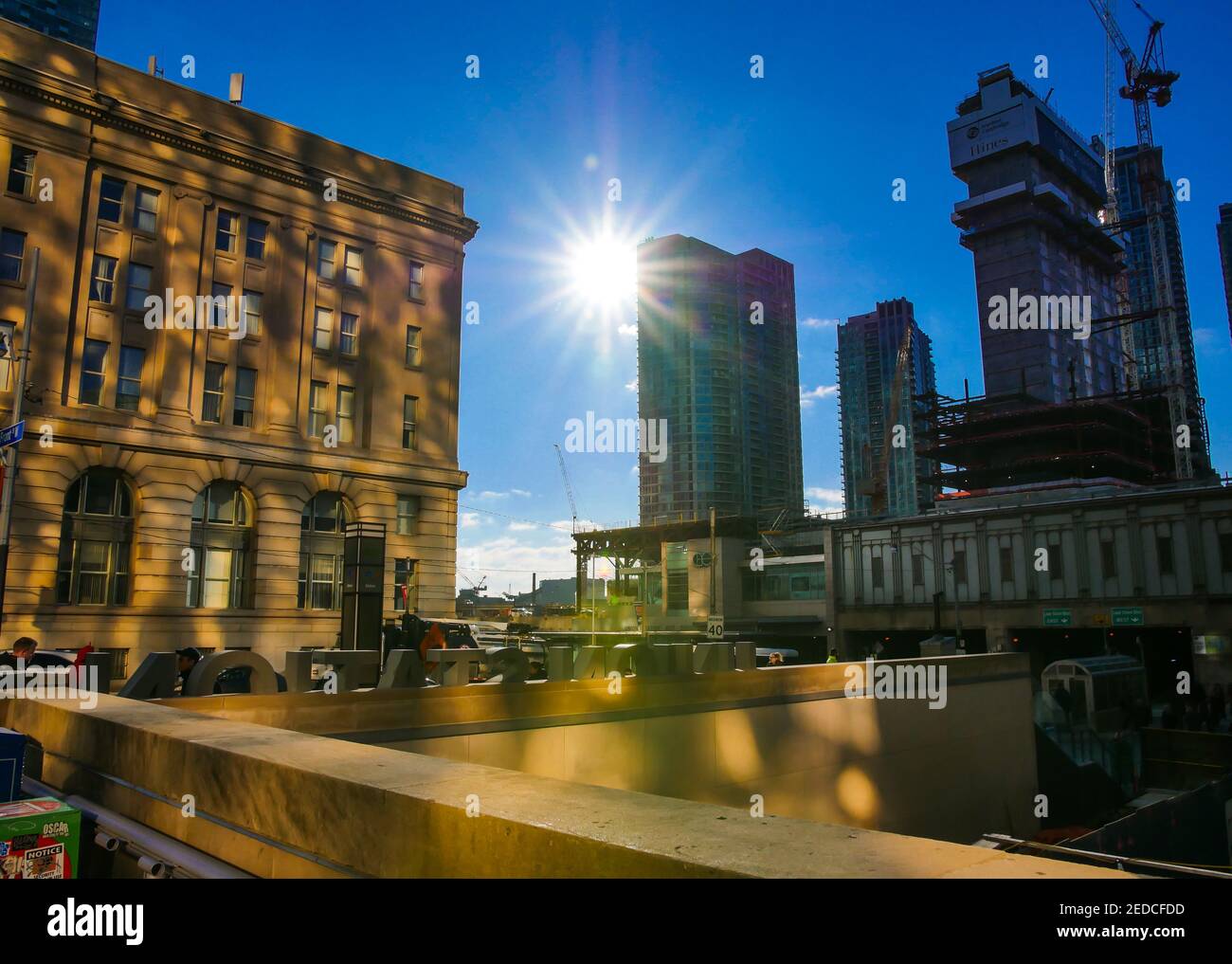 Downtown Toronto Union Station Morning Sunrise Stock Photo Alamy