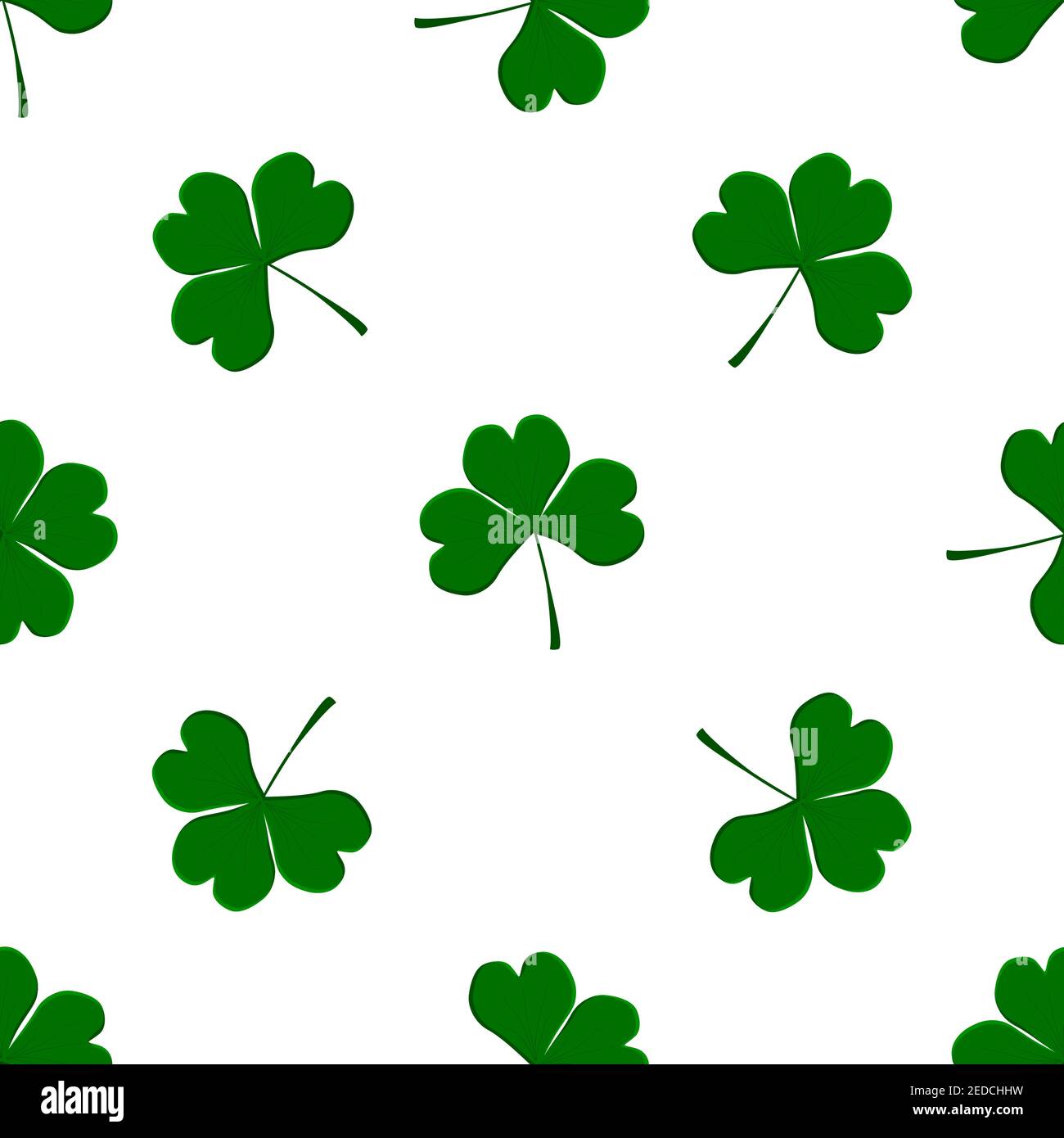 Illustration on theme Irish holiday St Patrick day, seamless green shamrock clover. Pattern St Patrick day consisting of many identical shamrock clove Stock Vector