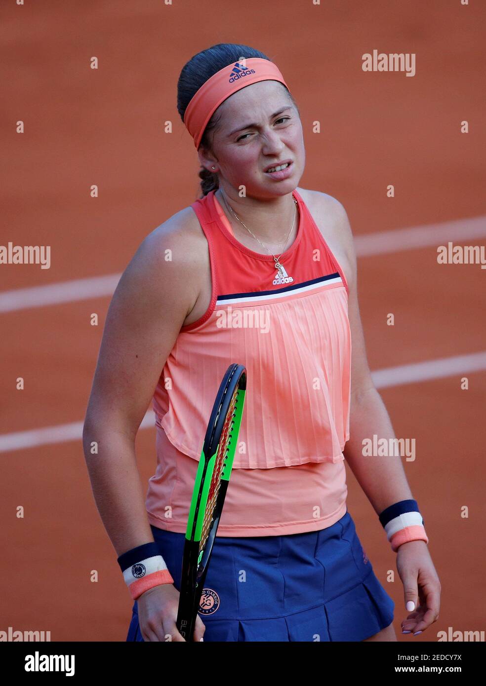 Tennis - French Open - Roland Garros, Paris, France - May 27, 2018 Latvia's  Jelena Ostapenko reacts during her first round match with Ukraine's  Kateryna Kozlova REUTERS/Pascal Rossignol Stock Photo - Alamy