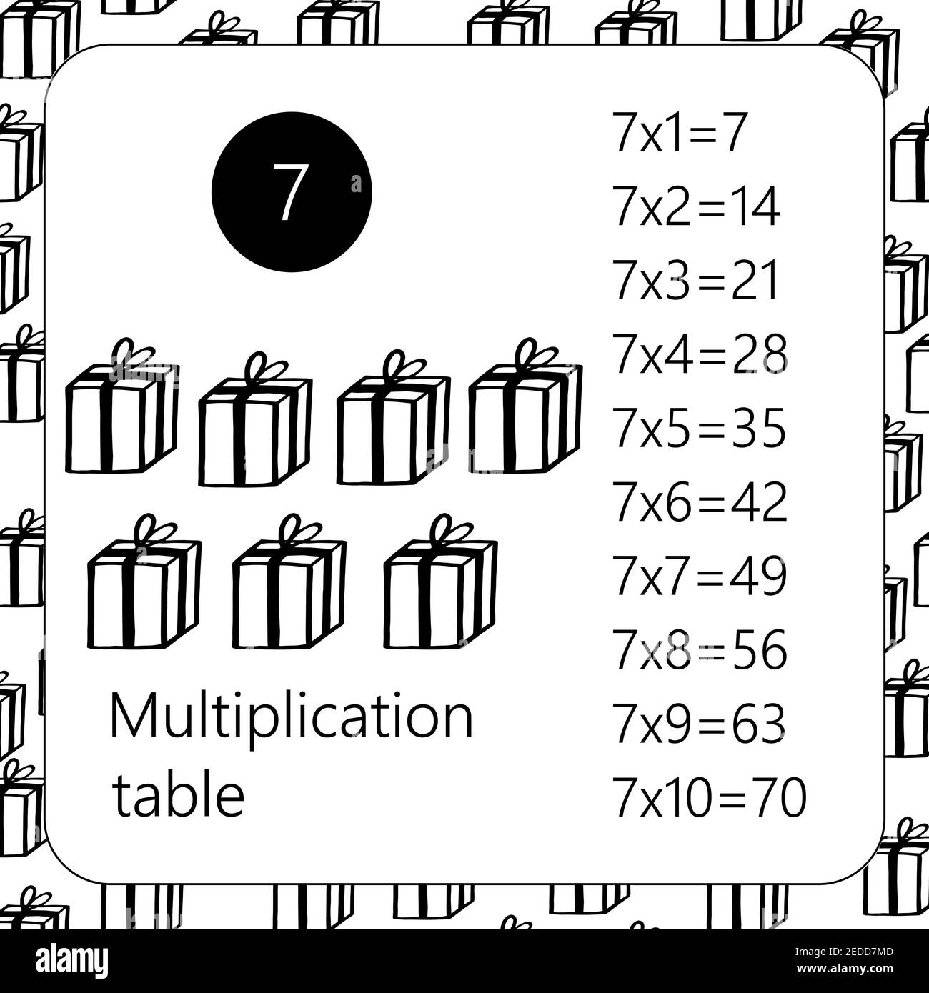 Multiplication Square. School vector illustration with present ...