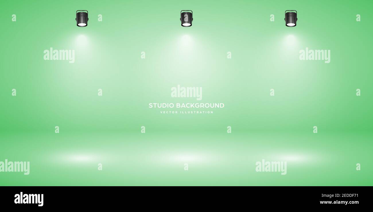 Empty pastel green studio abstract background with spotlight effect ...