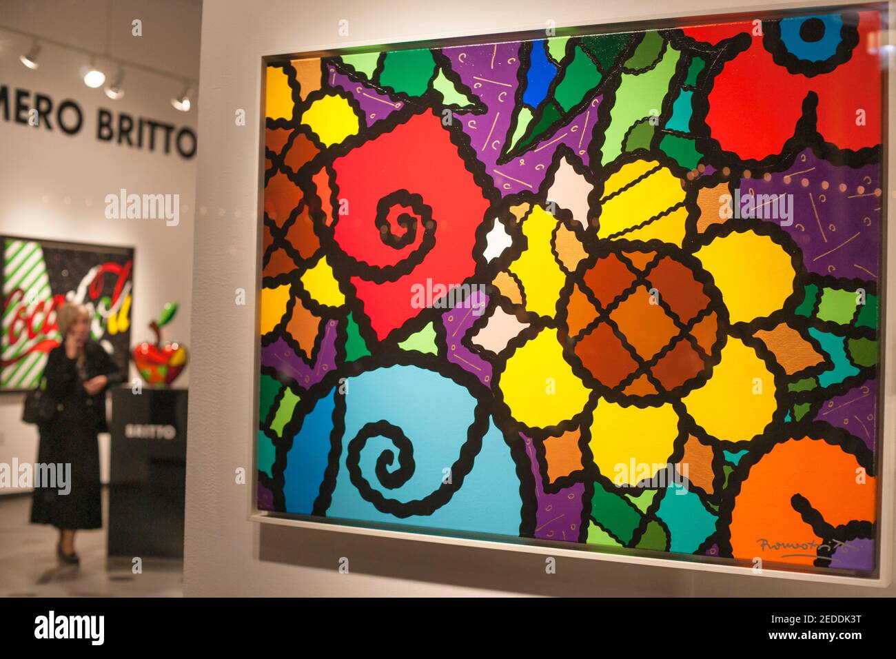 The Britto Central Art Gallery on the Lincoln Road Mall, Miami Beach. Stock Photo