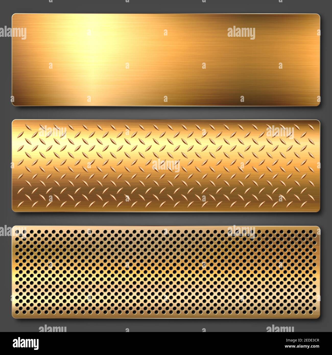 Realistic brushed metal textures set. Polished stainless steel