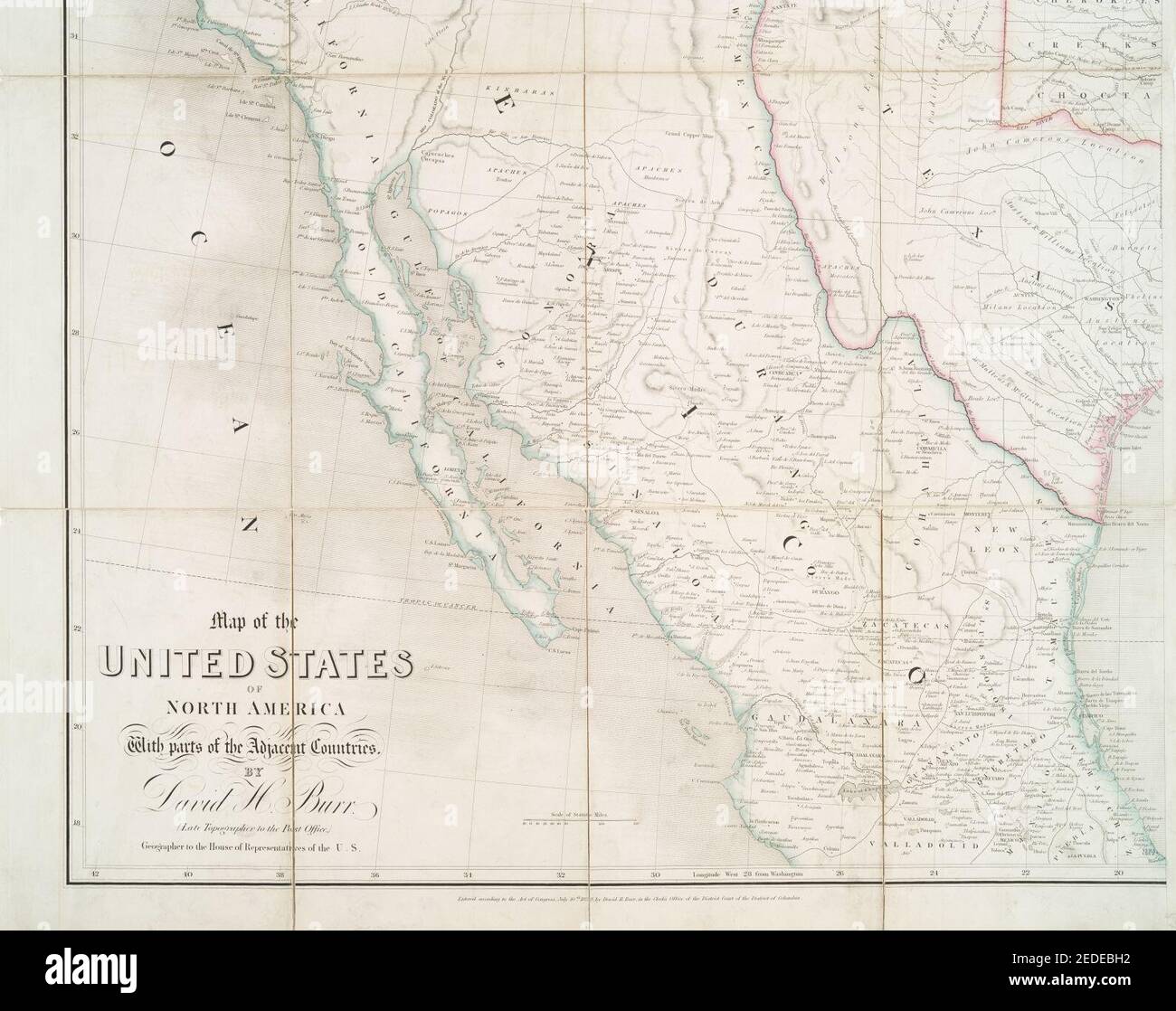 Map of the United States of North America - with parts of the adjacent ...