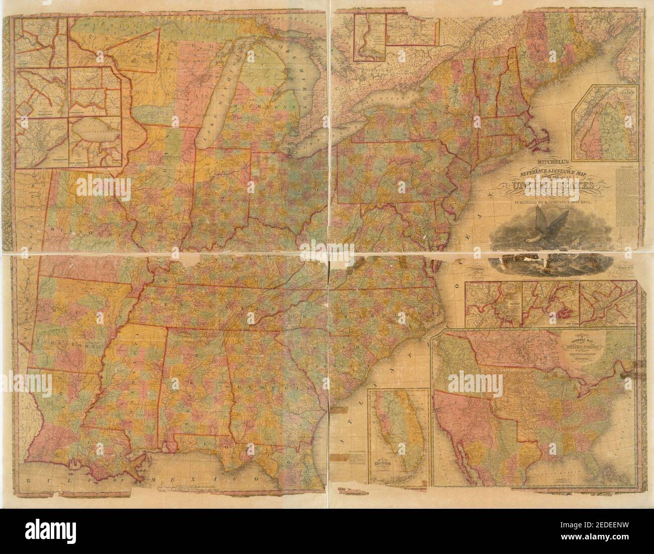 Mitchell's reference & distance map of the United States Stock Photo ...