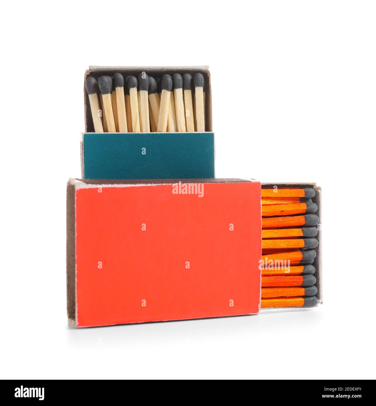 Boxes with matches on white background Stock Photo