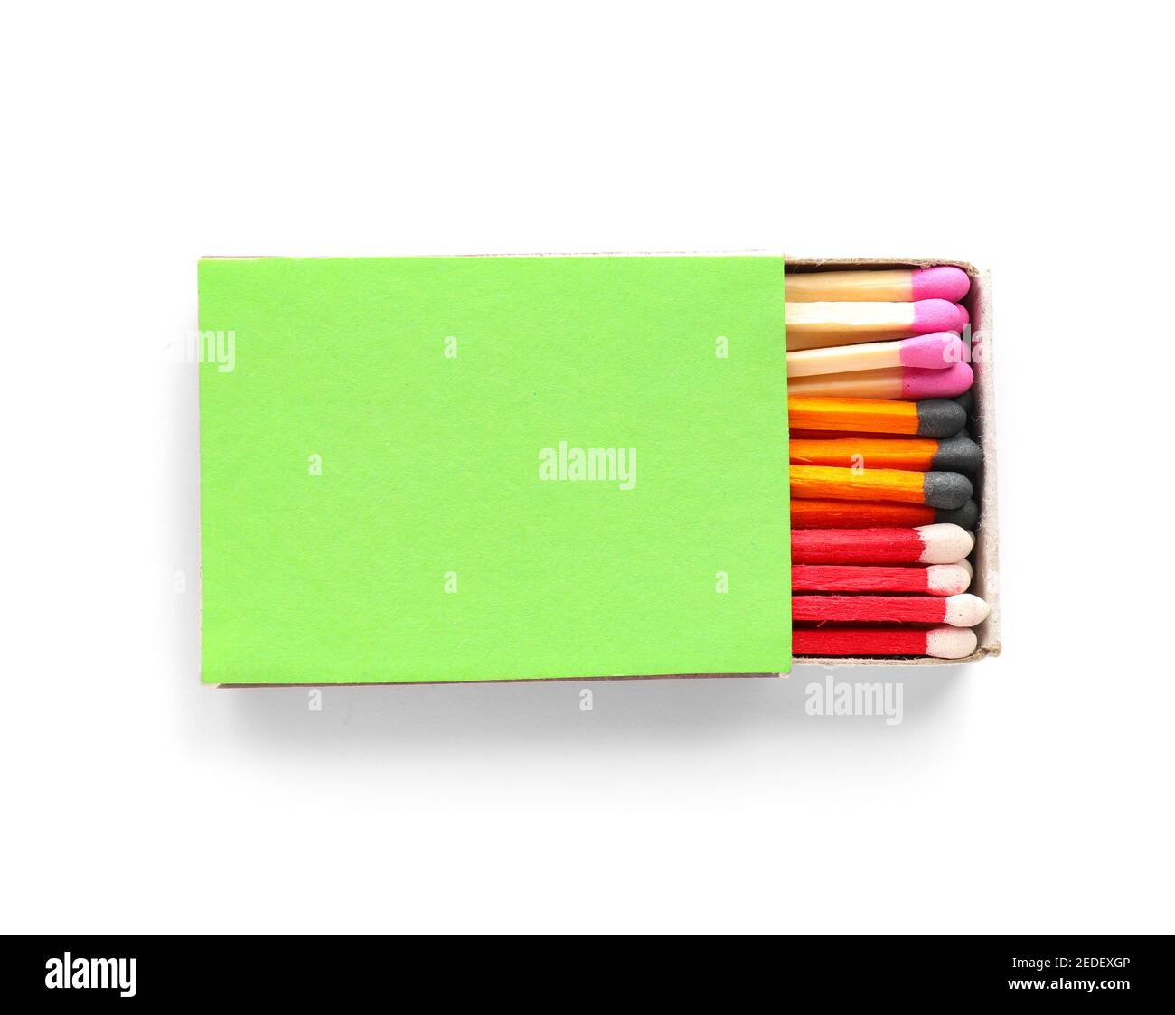 Box with matches on white background Stock Photo