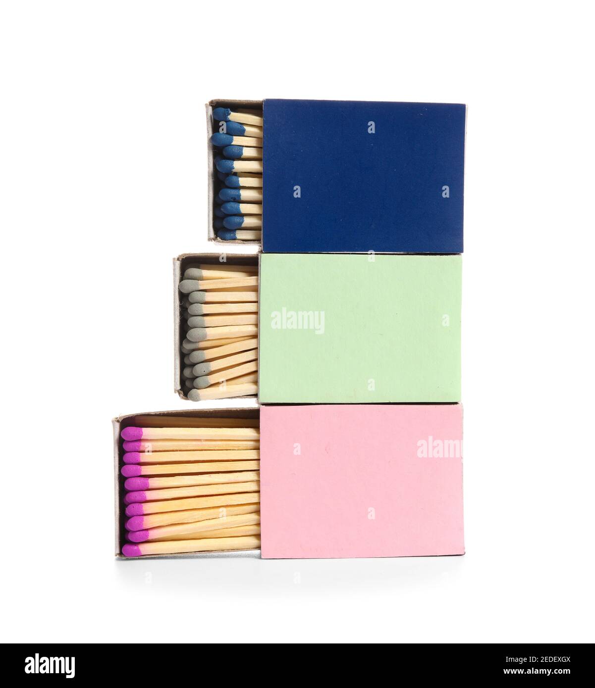 Boxes with matches on white background Stock Photo