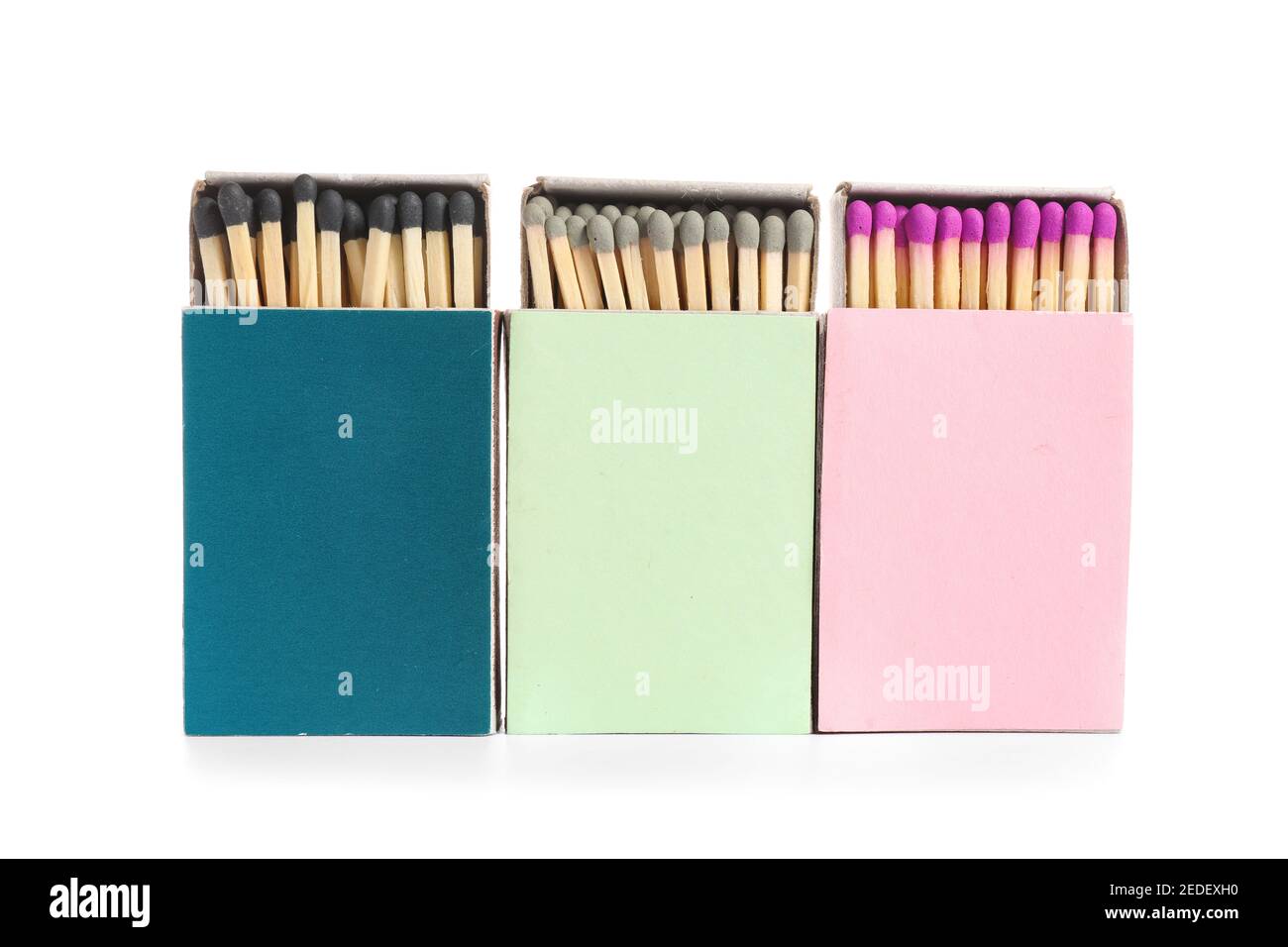 Boxes with matches on white background Stock Photo