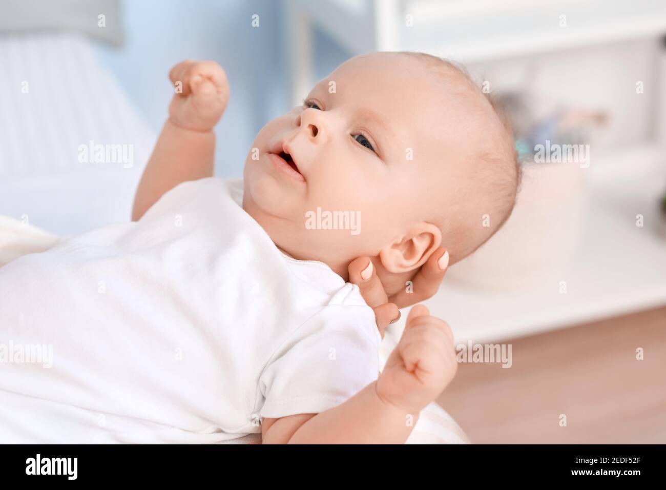 Portrait of cute little baby at home Stock Photo - Alamy