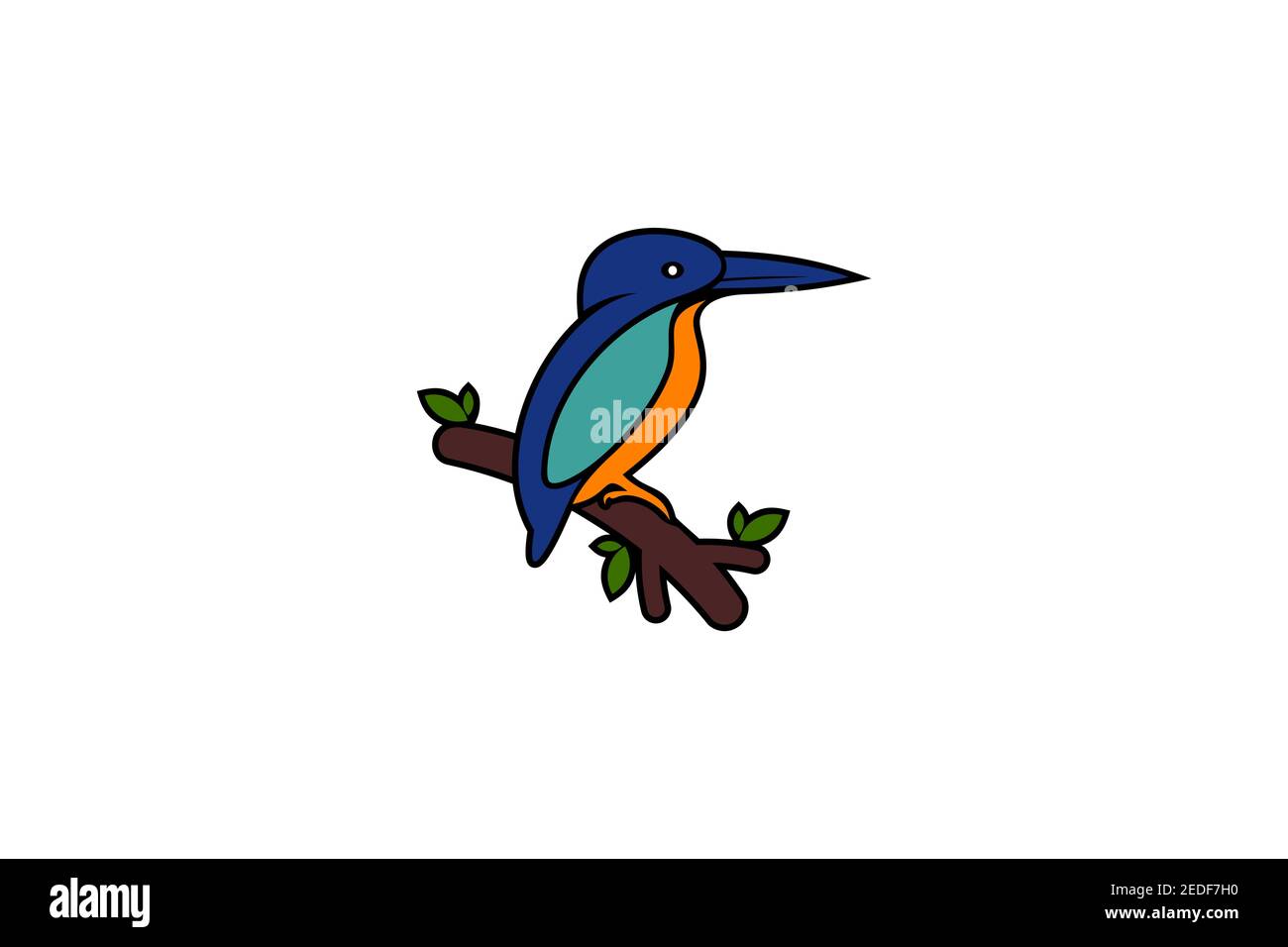 Kingfisher bird on branch. Stock Vector