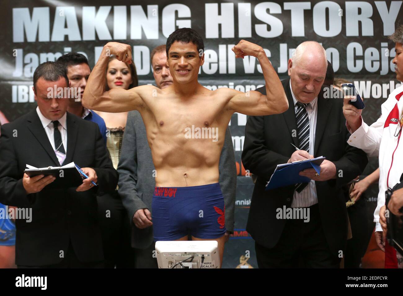Boxing - Jamie McDonnell & Julio Ceja Weigh-In - Frenchgate Shopping Centre, Doncaster - 10/5/13  Julio Ceja during the weigh in  Mandatory Credit: Action Images / Carl Recine Stock Photo